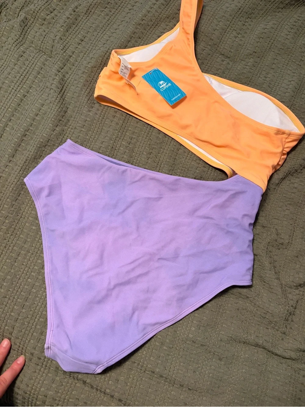 Cupshe Orange One-Shoulder Top with Lavender High-Waist Bottoms